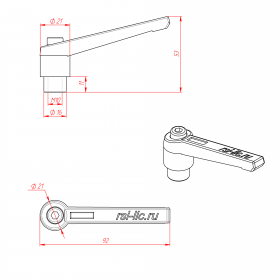 Чертёж ручки-фиксатора С внутренней резьбой М10