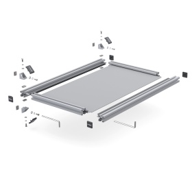 Схематическое изображение узлов и последовательности сборки полки для ПК к кокпитам RSI