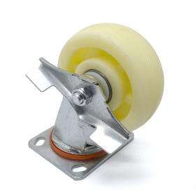 Колесо большегрузное поворотное RSI91212501-02 с тормозом и платформой: диаметр 120 мм, нагрузка до 300 кг — промышленный ролик для тележек