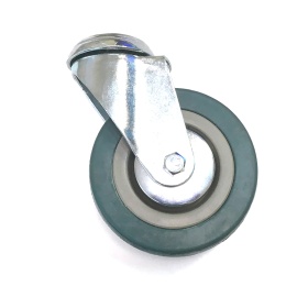 Колесо D100 мм без тормоза, поворотное, серая резина, с отверстием D12.4 мм 