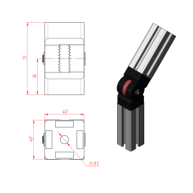 Чертеж  для соединения шарнирного поворотного с регулировкой