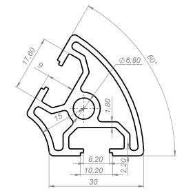 Чертеж профиля OB-30-UGOL60-R