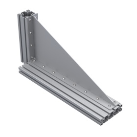 Стальной длинный большой уголок 315х675 мм с ребром жесткости для профиля 45