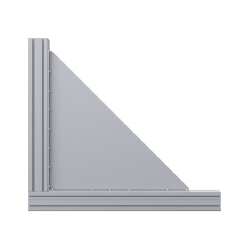 Уголок большой массивный 740х740 мм для профилей серии 50 сталь сварка с ребром жесткости 5 мм