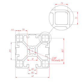 OB-4040L-3С-RAL5005 | Профиль 40х40 мм, закрытый с 3 сторон, Паз 8 мм (Синий) изображение 1