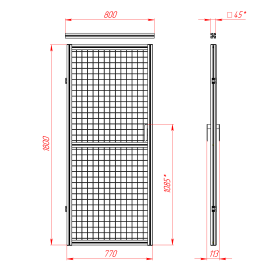 SG-45-1800-800-Door | Дверь 800x1800 для ограждения, серия 45 (Анодированная) изображение 1
