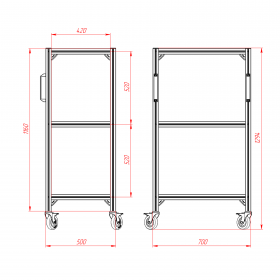Чертёж стойки 500х700х1300 на три полки