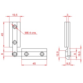 Чертеж гибкого линейного соединителя типа В для профилей серии 40