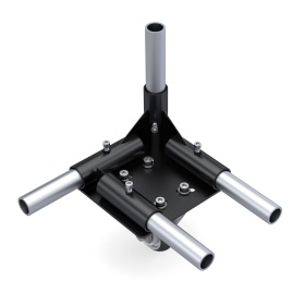 Детальный вид левого адаптера FH-1002L, демонстрирующий его крепление к трубе диаметром 28 мм и роликовой опоре.