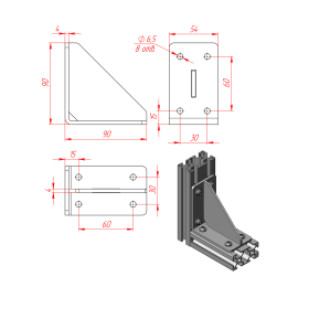 Стальной уголок с ребром жесткости 4 мм чертеж