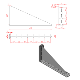 Уголок сварной 450 мм для профиля из алюминия чертеж