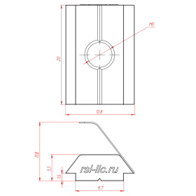 Чертеж закладного пазового сухарям М5 паз 10