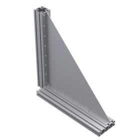 Уголок на профиль серии 45 большой 675х675 мм сталь сварка с ребром жесткости 4 мм