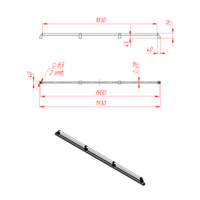 DH28-L1900-E2-C2 | Ручка дверная D28 (1900 мм) изображение 2