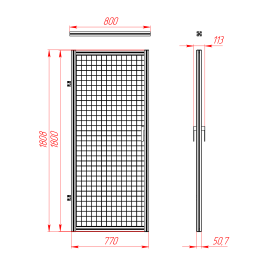 Чертёж двери 1800х800 мм для ограждений на профиле 45х45 мм