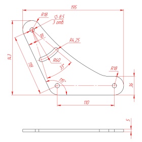 Чертёж Деталь пластины deg30s40 — толщина 5 мм, порошковое покрытие