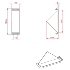 Чертеж заглушки углового соединителя 40х80