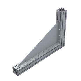 Стальной длинный угол 350х750 мм с ребром жесткости для профиля 50