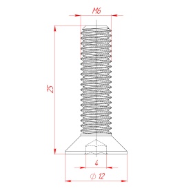 Чертёж: Винт М6х25 DIN7991 (потай) 
