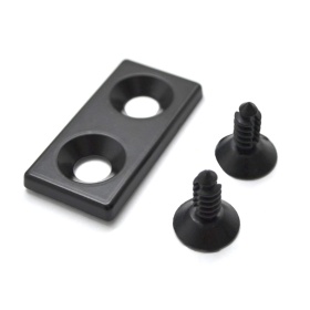 Заглушка черная алюминиевая 20х40 с клипсами черными пластиковыми