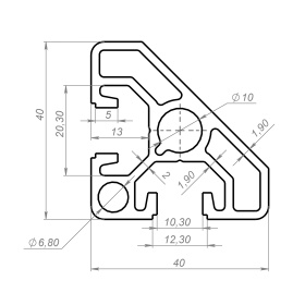 OB-4040S10-T-RAL5005 | Профиль 40х40 мм, треугольный. Паз 10 мм (Синий) изображение 1
