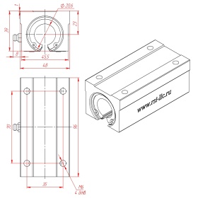 Чертеж к удлиненной каретке SBR20LUU