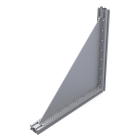 Большой массивный уголок 450х450 мм сварной с ребром жесткости для алюминиевого профиля серии 30