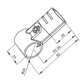 RSI-DF1B — соединительный кронштейн, 3-х стороннее перпендикулярное соединение, под трубы Ø28 мм, чертёж