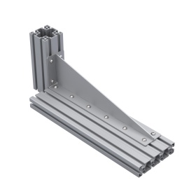 Длинный уголок 495 мм для профилей серии 45 сталь сварка с ребром жесткости