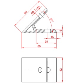 Чертеж углового соединителя 45 градусов, серия 45