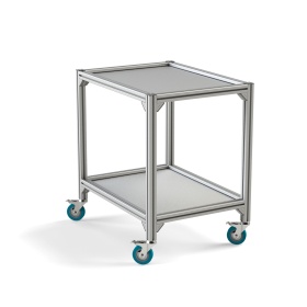 Стойка с поворотными колёсами с двумя полками 600 х 800 мм