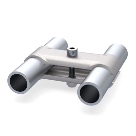 оединитель трубы RSI‑FH1001A (тип A) в сборе: параллельное соединение двух круглых труб 28 мм в модульной системе, металл, цинковое покрытие