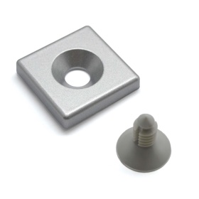 Заглушка алюминиевая 45х45 с пластиковой клипсой серого цвета