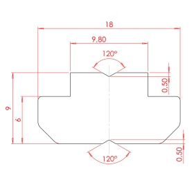 Чертеж сплошного пазового сухаря из алюминия, паз 10 мм