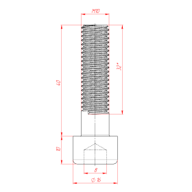 Винт М10x40 DIN912 (полуцилиндр) кл.пр. 8.8 изображение 1