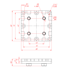 TS-8080-Connector | Соединитель стальной к телескопическому профилю 80х80 для шарниров 80х80 изображение 6