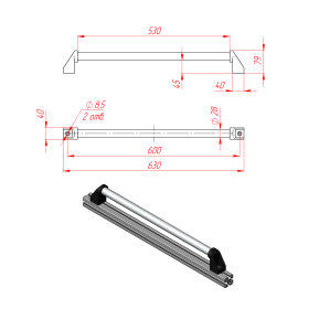 DH28-L600-E2 | Ручка дверная D28 (600 мм) изображение 1