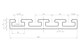 Профиль алюминиевый 14х100 мм чертеж