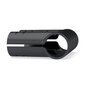 Кронштейн DF9B для модульных трубных систем: соединение двух круглых труб 28 мм параллельно и третьей трубы перпендикулярно, порошковое покрытие, чёрный.