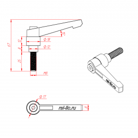 Чертёж ручки-фиксатора, шпилька М8х25 мм