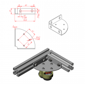 Чертёж кронштейна колеса RSI-40-GD