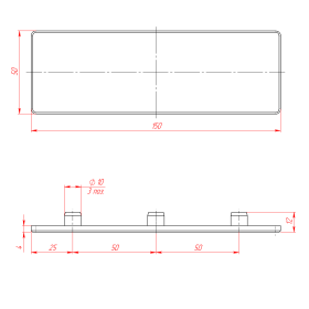 Чертеж декоративной заглушки 50х150 мм
