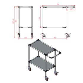 Чертеж подкатной тележки из трубы 700х400х900-2