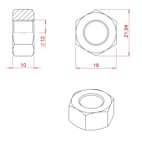 Схема гайки М12