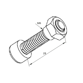 Чертёж: Винт М6х28 с гайкой F-180-28