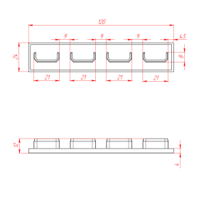 Чертеж торцевой заглушки 24х120 мм
