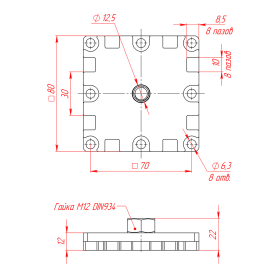 TS-8080-PLATE-M12 чертёж торцевого соединителя 80х80