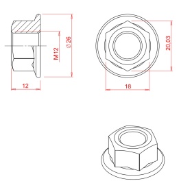 Схема фланцевой гайки М12