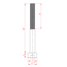 Винт М4х40 DIN912 (полуцилиндр), чертёж