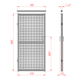 SG-45-1800-900-Door | Дверь 900x1800 для ограждения, серия 45 (Анодированная) изображение 1